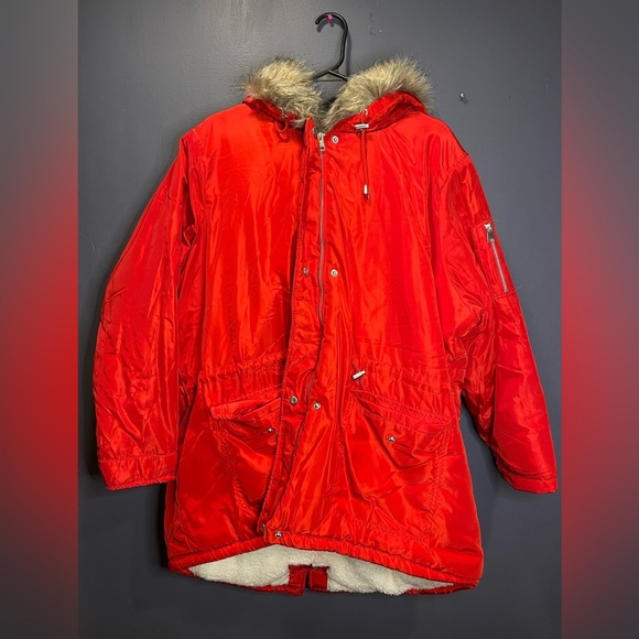 New Look Red Parka Fur Hooded Coat - Picture 5 of 13